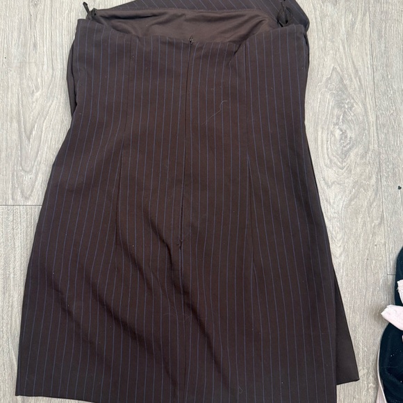 Zara Elegant Brown Pinstripe Women's Dress - Picture 8 of 8